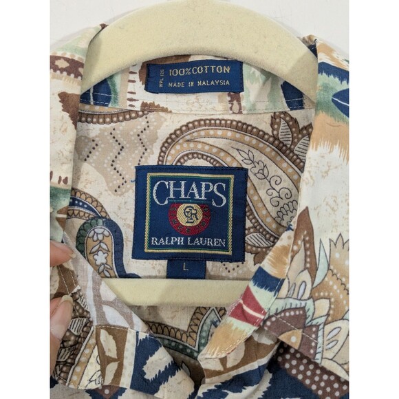 Lot 2 Chaps Ralph Lauren Men's Sz L Southwestern Hawaiian Short Sleeve Shirt VTG - Picture 11 of 16